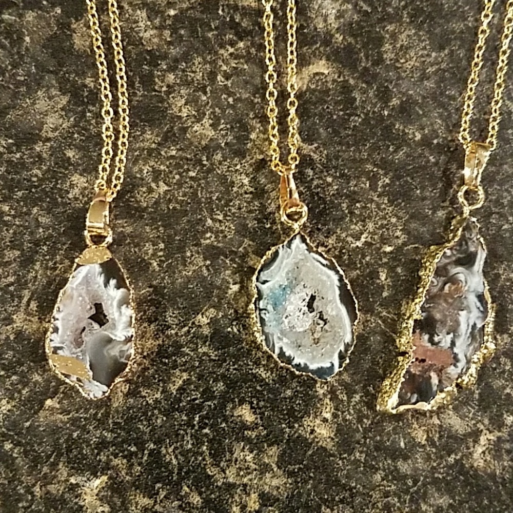 Agate Geode Slice Druzy Necklace